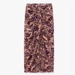 Zara Printed Sarong Midi Skirted